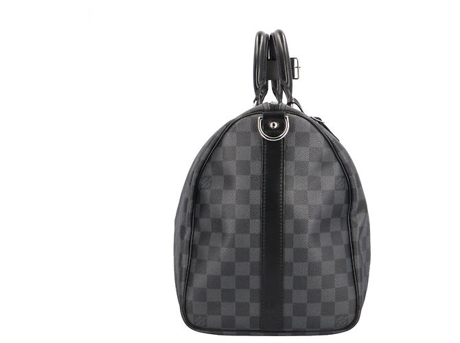 Borsa Boston Louis Vuitton Keepall Bandoulière 45 Damier Graphite Marrone Nero - vista 4