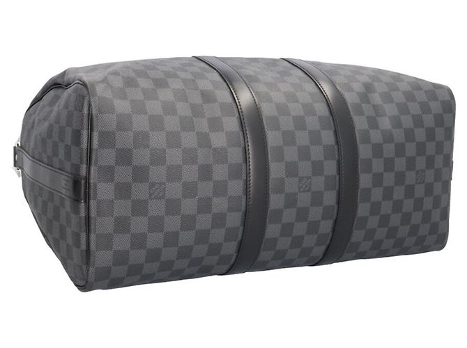 Borsa Boston Louis Vuitton Keepall Bandoulière 45 Damier Graphite Marrone Nero - vista 5