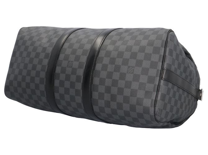 Borsa Boston Louis Vuitton Keepall Bandoulière 45 Damier Graphite Marrone Nero - vista 6