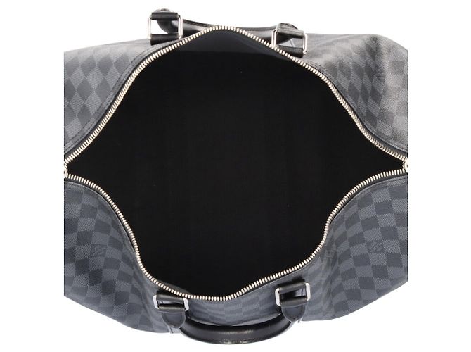 Borsa Boston Louis Vuitton Keepall Bandoulière 45 Damier Graphite Marrone Nero - vista 7