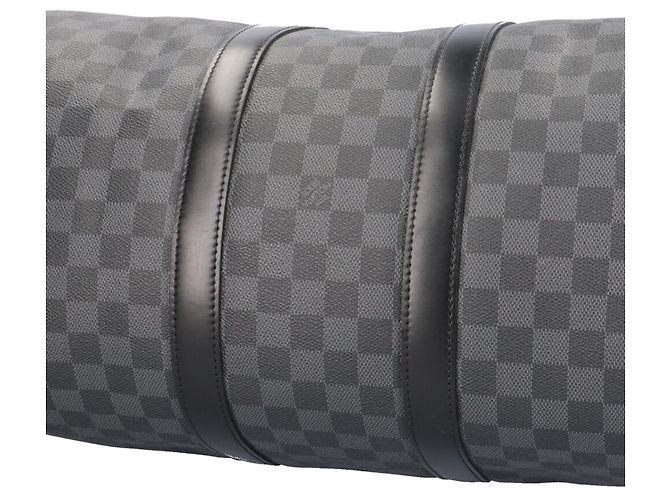 Borsa Boston Louis Vuitton Keepall Bandoulière 45 Damier Graphite Marrone Nero - vista 8