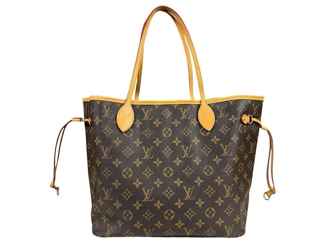 Borsa Tote Louis Vuitton Neverfull MM Monogram Marrone - vista 3