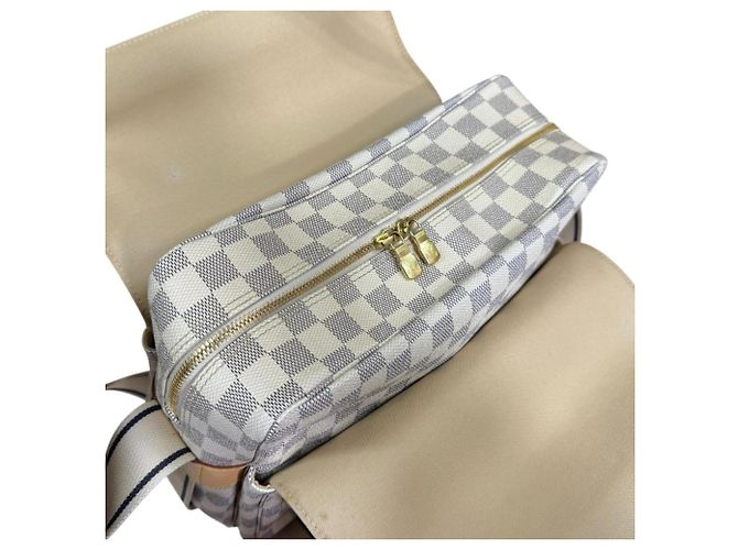 Borsa a tracolla Louis Vuitton Naviglio Damier Azur Bianco - vista 9
