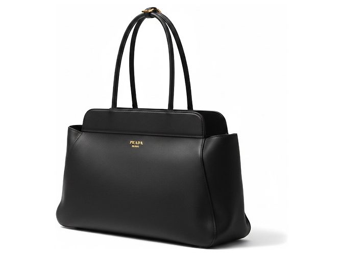 Borsa Prada in pelle granulata nera Nero - vista 3