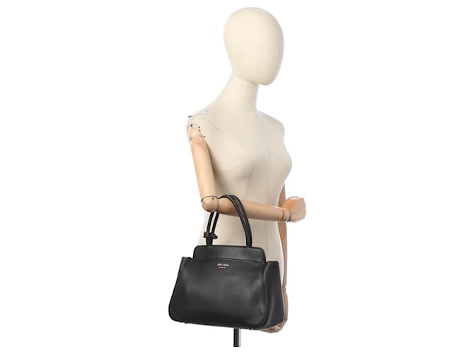 Borsa Prada in pelle granulata nera Nero - vista 6