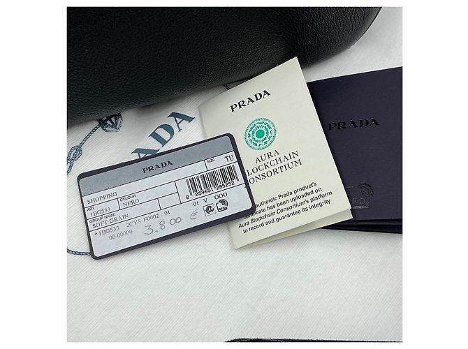 Borsa Prada in pelle granulata nera Nero - vista 8