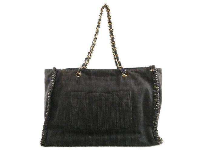 Borsa Chanel 31932 in denim blu e rossa Rosso - vista 2