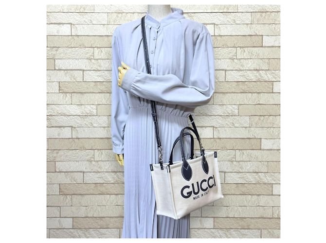 Mini sac cabas imprimé Gucci Japan Limited Edition Beige Bleu Marine - vue 2