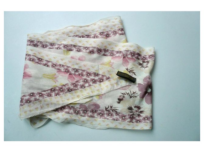 Louis Vuitton Pañuelo de Voile de Algodón Floral Castaño Rosa Blanco Amarillo - vista 4