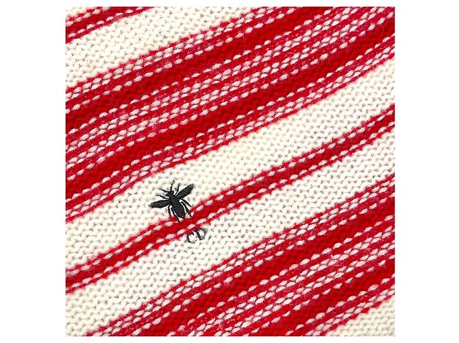 Christian Dior Kaschmir-Pullover gestreift mit Quasten Weiß Rot - Ansicht 6
