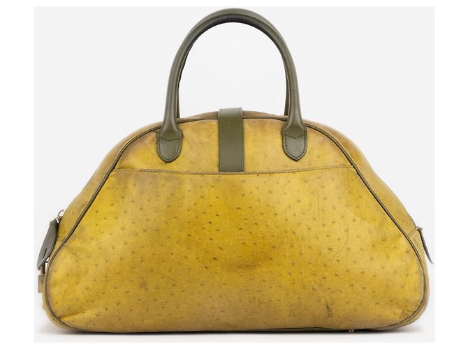 Saddle Dior da Galliano AW00 Edizione Limitata Borsa a tracolla bowling in struzzo Giallo - vista 4