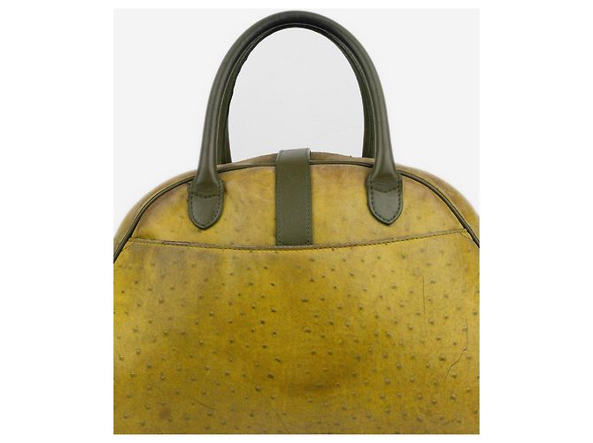 Saddle Dior da Galliano AW00 Edizione Limitata Borsa a tracolla bowling in struzzo Giallo - vista 8
