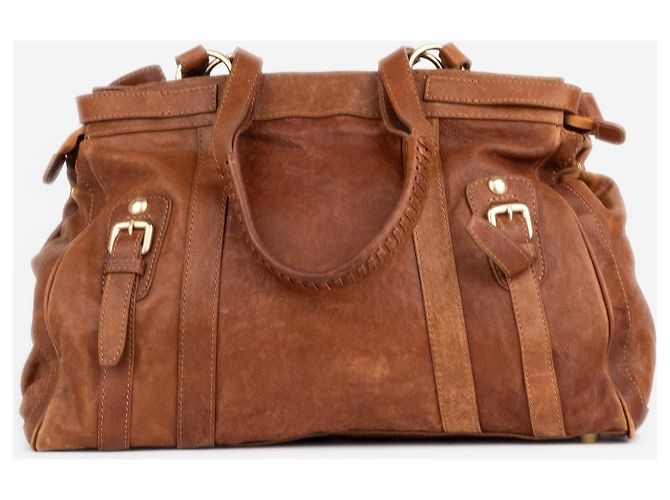 Borsa a tracolla Miu Miu 2000s Large Vitello Shopper Marrone - vista 3