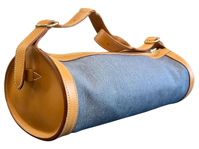 Borsa Hermès Doremi 33 in denim e pelle di vitello - vista 2