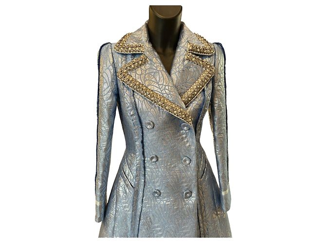 Abrigo azul cielo Moschino con strass grises - vista 4