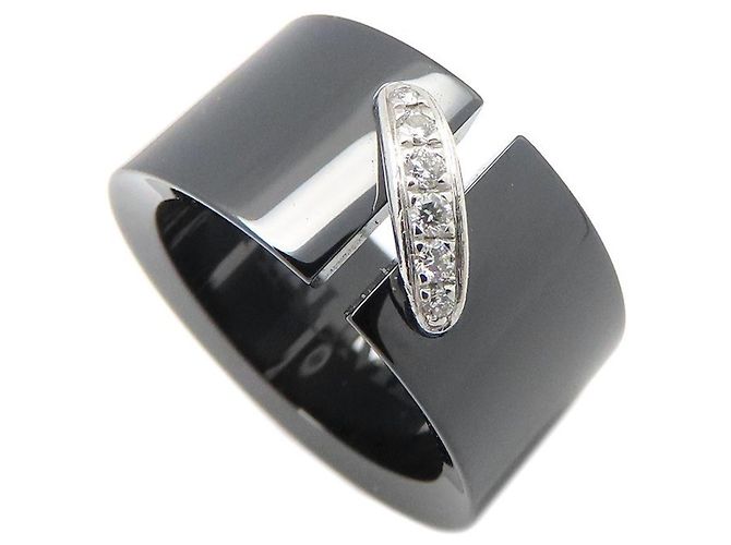 Anello Chaumet Liens in Oro Bianco e Ceramica Nera - vista 2