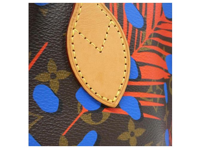 Borsa Louis Vuitton Monogram Summer Jungle Dot Neverfull MM Marrone Rosso - vista 4