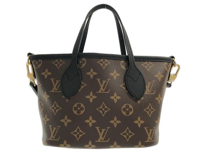 Borsa Louis Vuitton Monogram Neverfull Inside Out BB Marrone Nero - vista 2