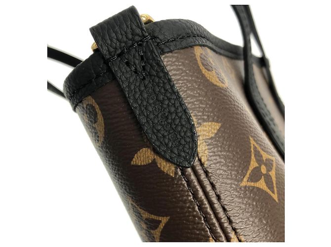 Borsa Louis Vuitton Monogram Neverfull Inside Out BB Marrone Nero - vista 5