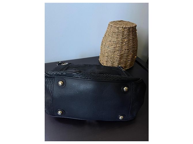 Reiss Borsa a tracolla in pelle nera goffrata - vista 10