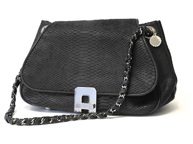 Reiss Borsa a tracolla in pelle nera goffrata - vista 3