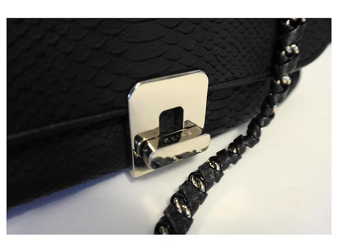 Reiss Borsa a tracolla in pelle nera goffrata - vista 4