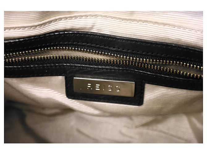 Reiss Borsa a tracolla in pelle nera goffrata - vista 6