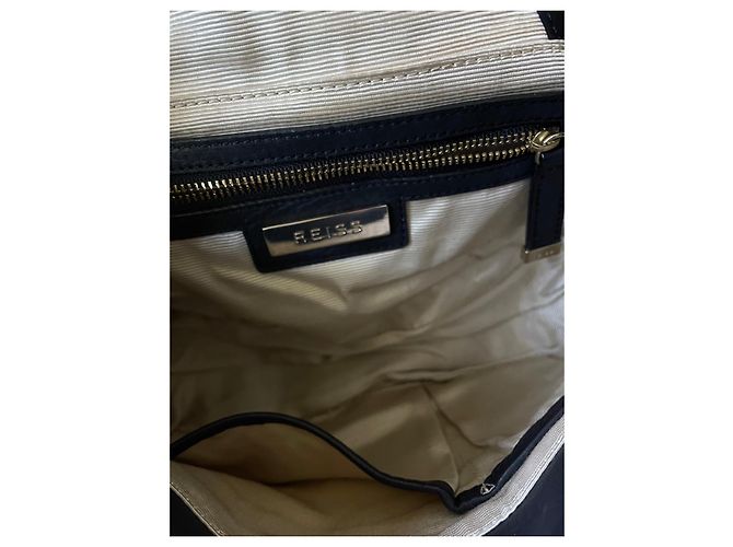 Reiss Borsa a tracolla in pelle nera goffrata - vista 9