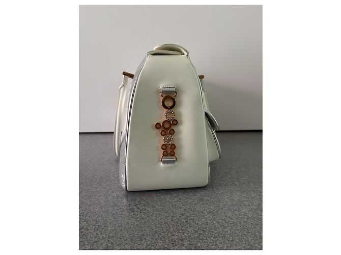 Chopard Leder Handtasche Silber und Weiß Silber Hardware - Ansicht 4