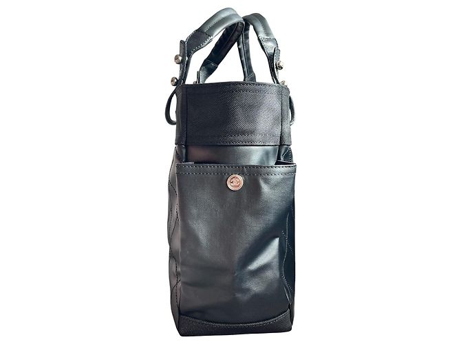 Bolsa Tote Chanel Paris Biarritz em couro acolchoado preto e tecido - vista 5