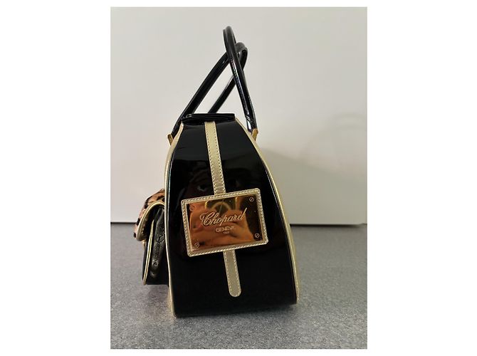 Bolsa Chopard em pele dourada e preta com detalhes de leopardo Preto Dourado - vista 4