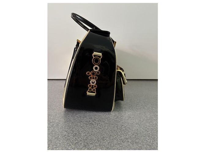 Bolsa Chopard em pele dourada e preta com detalhes de leopardo Preto Dourado - vista 6