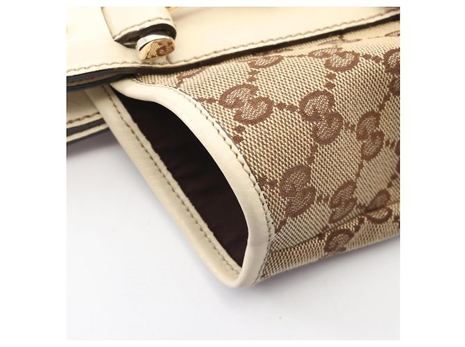 Borsa a tracolla Gucci in tela GG e pelle Beige Crudo - vista 6