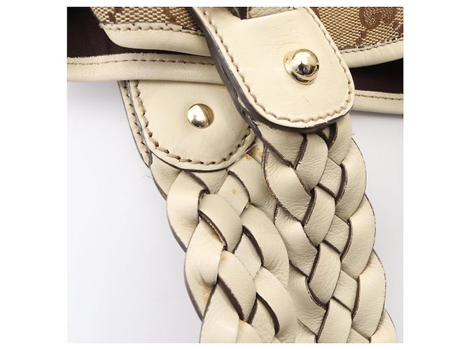 Borsa a tracolla Gucci in tela GG e pelle Beige Crudo - vista 7