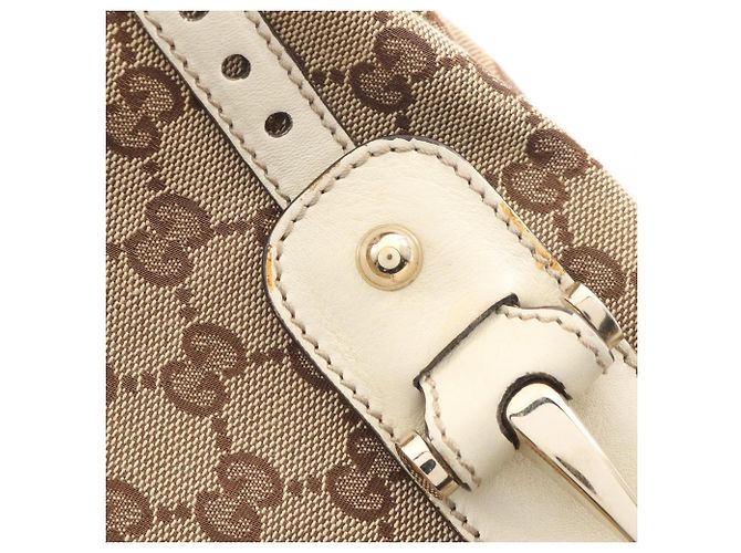 Borsa a tracolla Gucci in tela GG e pelle Beige Crudo - vista 9