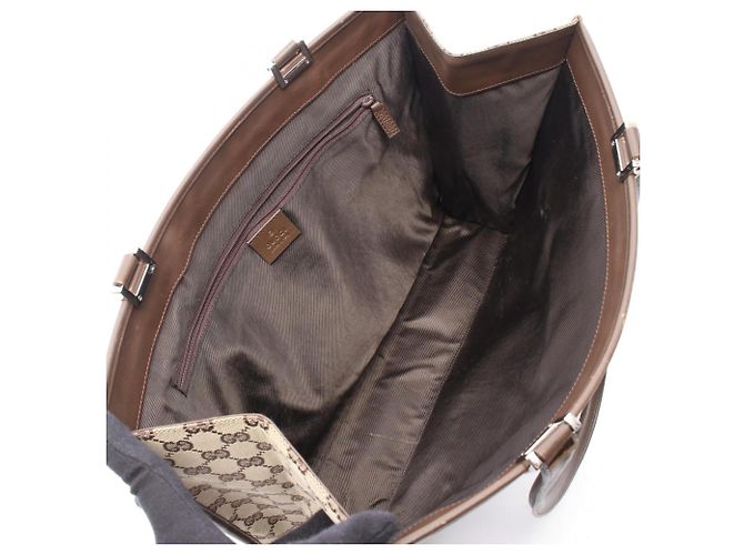 Borsa Tote Gucci GG Canvas Marrone Beige - vista 3