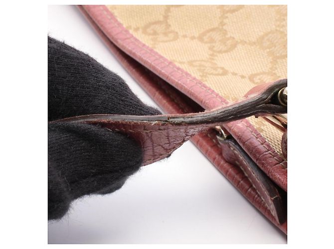 Borsa a Spalla Gucci GG Canvas Charm Rosa Beige - vista 10