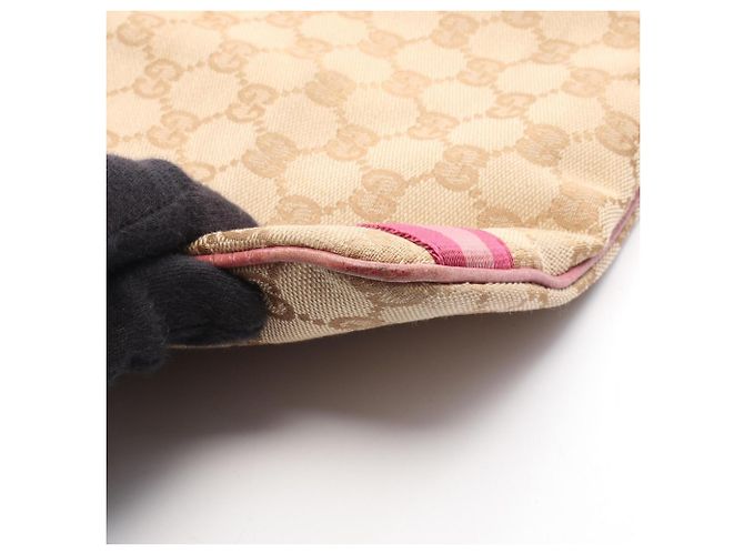 Borsa a Spalla Gucci GG Canvas Charm Rosa Beige - vista 8