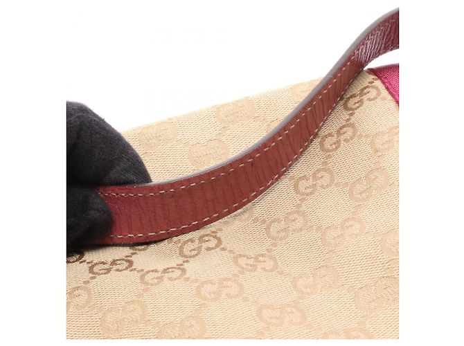 Borsa a Spalla Gucci GG Canvas Charm Rosa Beige - vista 9