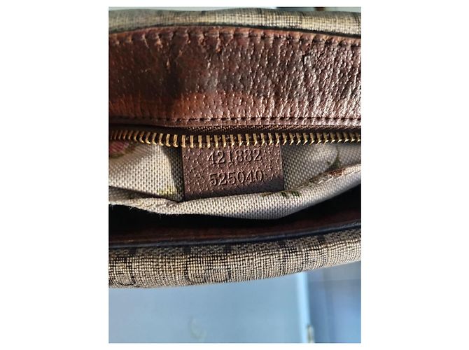 Gucci Borsa a Tracolla GG Supreme Tela e Pelle Marrone Beige - vista 10