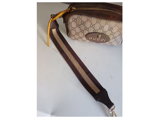 Gucci Borsa a Tracolla GG Supreme Tela e Pelle Marrone Beige - vista 13