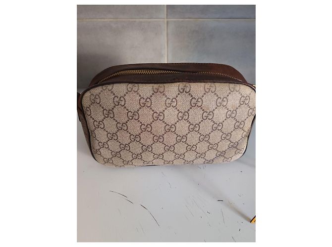 Gucci Borsa a Tracolla GG Supreme Tela e Pelle Marrone Beige - vista 2