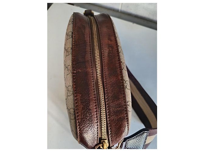 Gucci Borsa a Tracolla GG Supreme Tela e Pelle Marrone Beige - vista 4