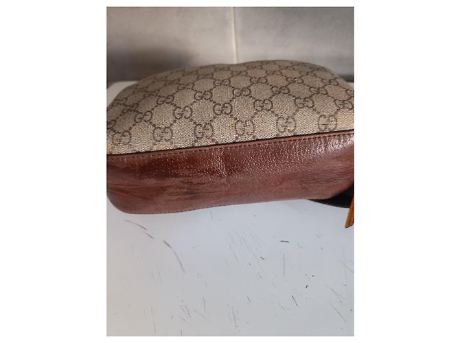 Gucci Borsa a Tracolla GG Supreme Tela e Pelle Marrone Beige - vista 5