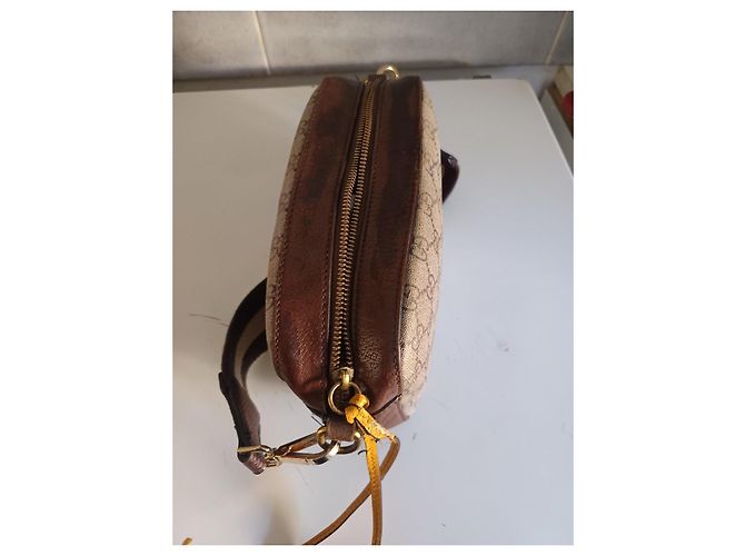 Gucci Borsa a Tracolla GG Supreme Tela e Pelle Marrone Beige - vista 6