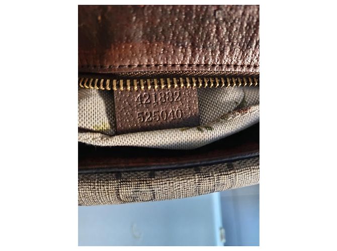 Gucci Borsa a Tracolla GG Supreme Tela e Pelle Marrone Beige - vista 9