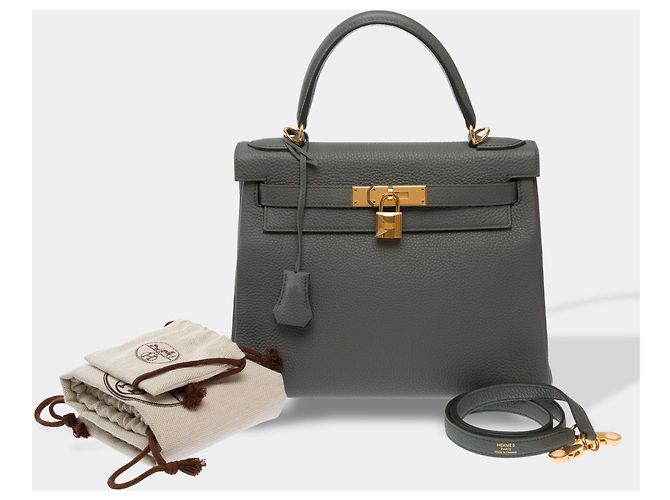 Hermès Borsa HERMES Kelly 28 in Pelle Grigia - 103696 Grigio - vista 2