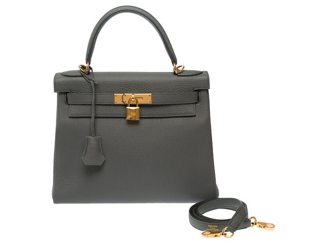 Hermès Borsa HERMES Kelly 28 in Pelle Grigia - 103696 Grigio - vista 3