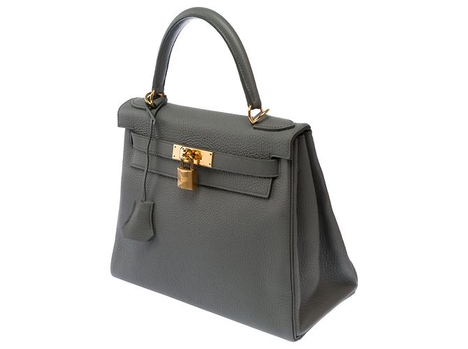 Hermès Borsa HERMES Kelly 28 in Pelle Grigia - 103696 Grigio - vista 5