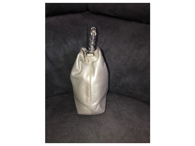 Christian Dior Borsa Hobo in pelle con manico perlato Beige - vista 4